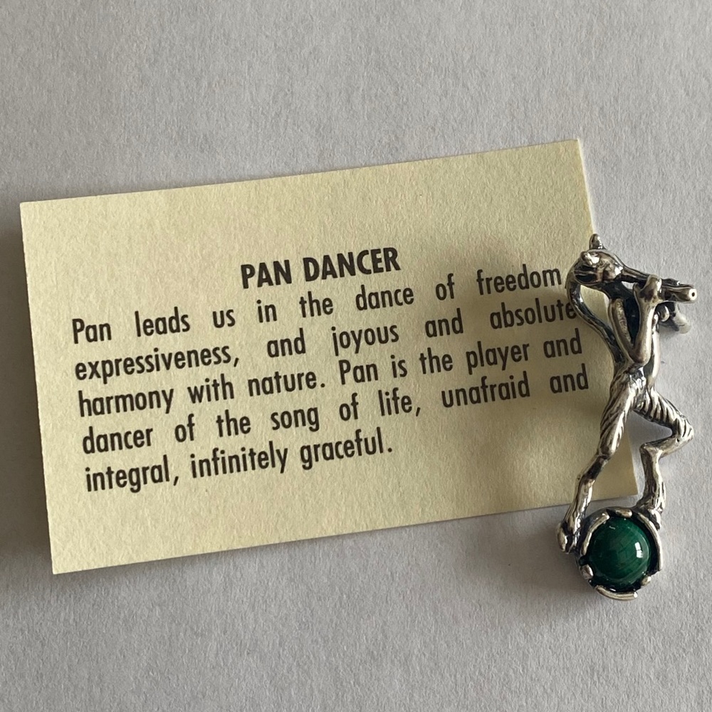 Pan Dancer Music Pendant .925 Sterling Silver w/ genuine Malachite gem USA - Picture 8 of 8